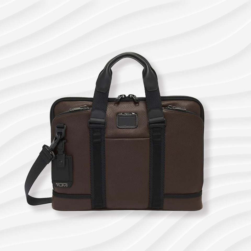 the tumi alpha bravo academy briefcase in brown leather