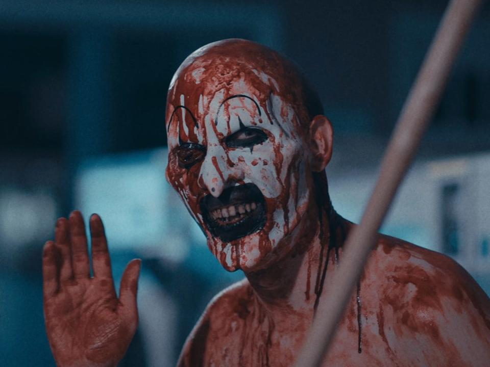 David Howard Thornton as Art the Clown covered in blood.