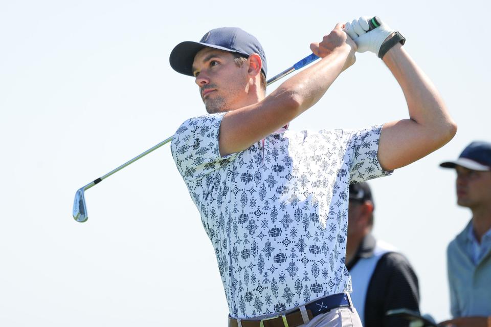 Brandon Cloete hits his tee shot on No. 15 during the first round of the 122nd Wisconsin State Amateur Championship on Monday, July 17, 2023, at Erin Hills Golf Course in Town of Erin, Wisconsin.