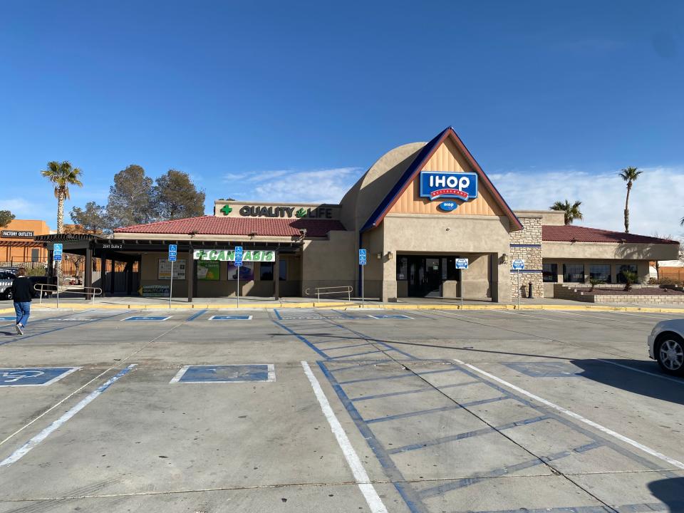 Carlsbad-based Quality Life Inc. got Barstow’s first local cannabis-biz approval in 2022 to open a dispensary in a building jointly operating as an IHOP restaurant at 2841 Lenwood Road.