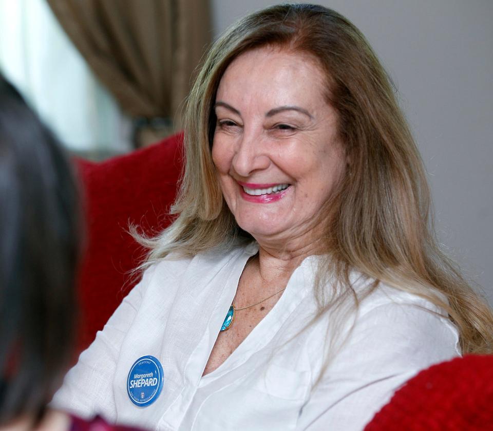 Sixth Middlesex District candidate Margareth Shepard talks with a Metrowest Daily News reporter at her home in Framingham.