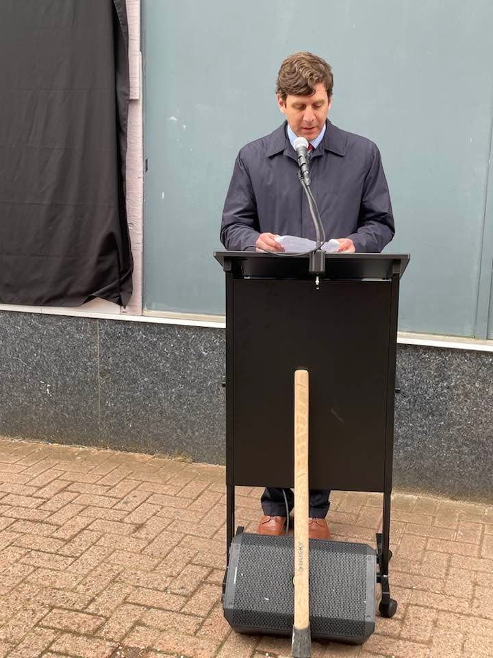 Heritage Housing Inc. President David McCarthy outside the Reid and Hughes Building Wednesday. While his company already owned the Wauregan Building across the street, the company still saw opportunity in restoring the Reid and Hughes. Work is expected to finish next spring.