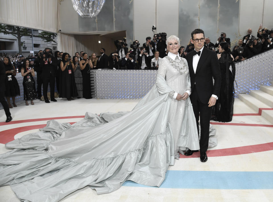 Glenn Close, left, and Erdem Moralıoğlu attend The Metropolitan Museum of Art's Costume Institute benefit gala celebrating the opening of the "Karl Lagerfeld: A Line of Beauty" exhibition on Monday, May 1, 2023, in New York. (Photo by Evan Agostini/Invision/AP)