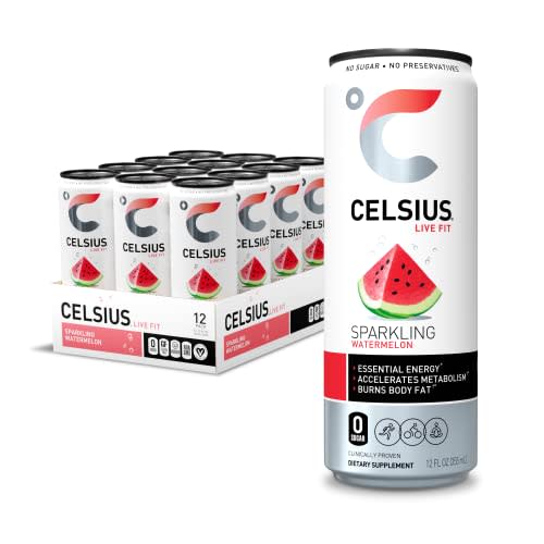 CELSIUS Essential Energy Drink 12 Fl Oz, Sparkling Watermelon (Pack of 12)