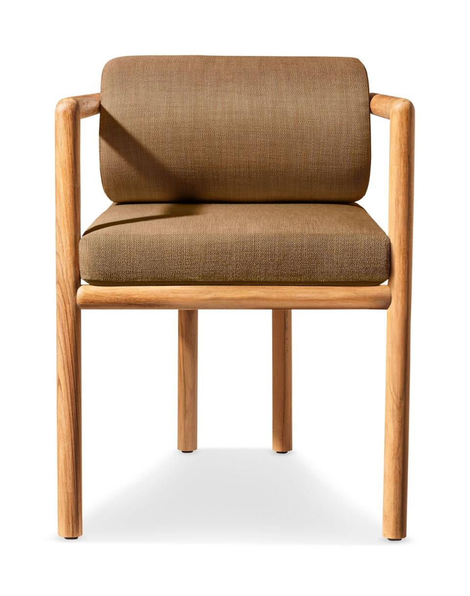 wooden armchair with brown seat and back