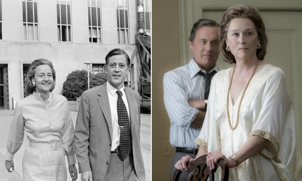 Links das Original, rechts die Hollywood-Version: Verlegerin Katharine ‘Kay’ Graham wird von Meryl Streep gespielt, Chefredakteur Ben Bradlee von Tom Hanks. (Bild: Associated Press)
