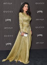 <p>Con este vestido dorado Salma Hayek, quien estuvo acompañada de su esposo, Francois-Henri Pinault, pareció toda una princesa. Getty Images </p>