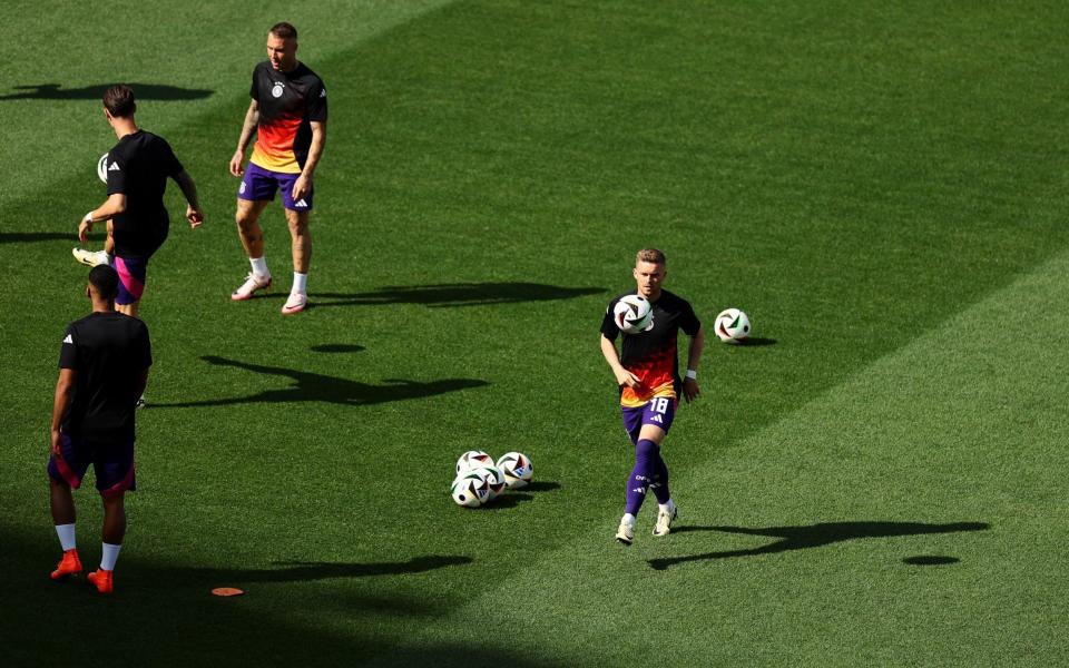 Germany players warm up