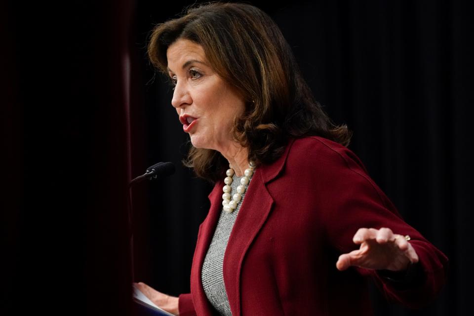 New York Gov. Kathy Hochul said Thursday it is too soon to consider any economic shutdowns or closing schools due to rising COVID-19 rates.