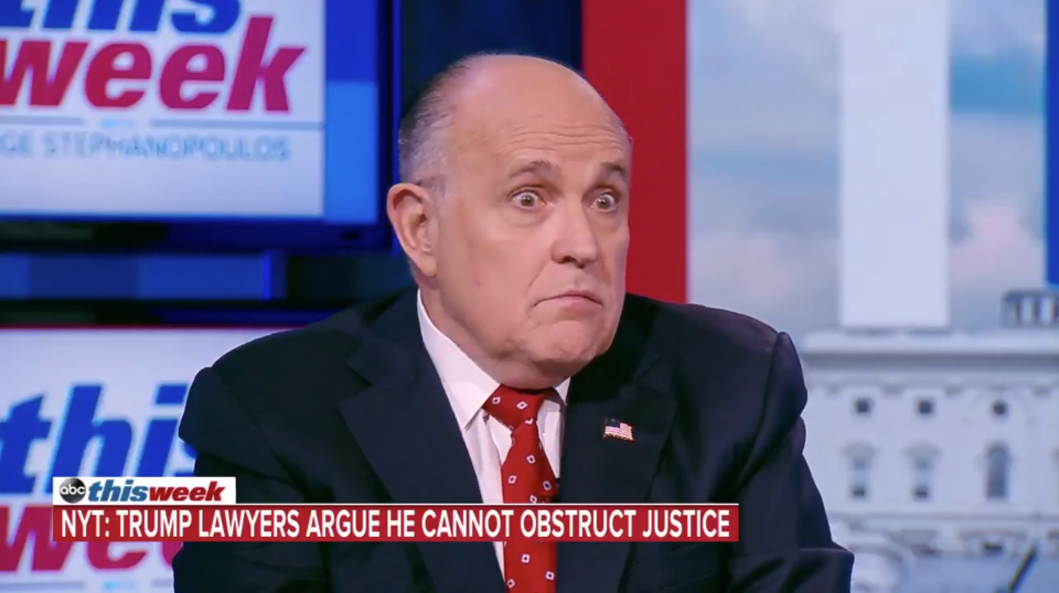 President Donald Trump doesn't intend to pardon himself, Rudy Giuliani said on