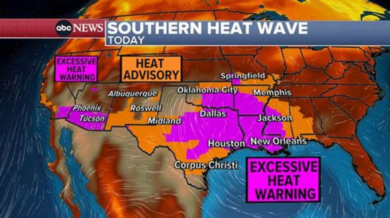 PHOTO: Southern heat wave graphic (ABC News)