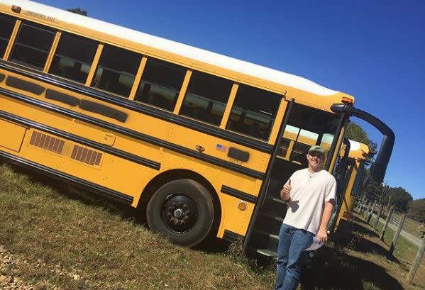 Minor league baseball pitcher Jack Labosky is seen here posing outside of his school bus in a photo posted on Instagram on Nov. 29, 2018. Photo from Jack Labosky/Instagram.