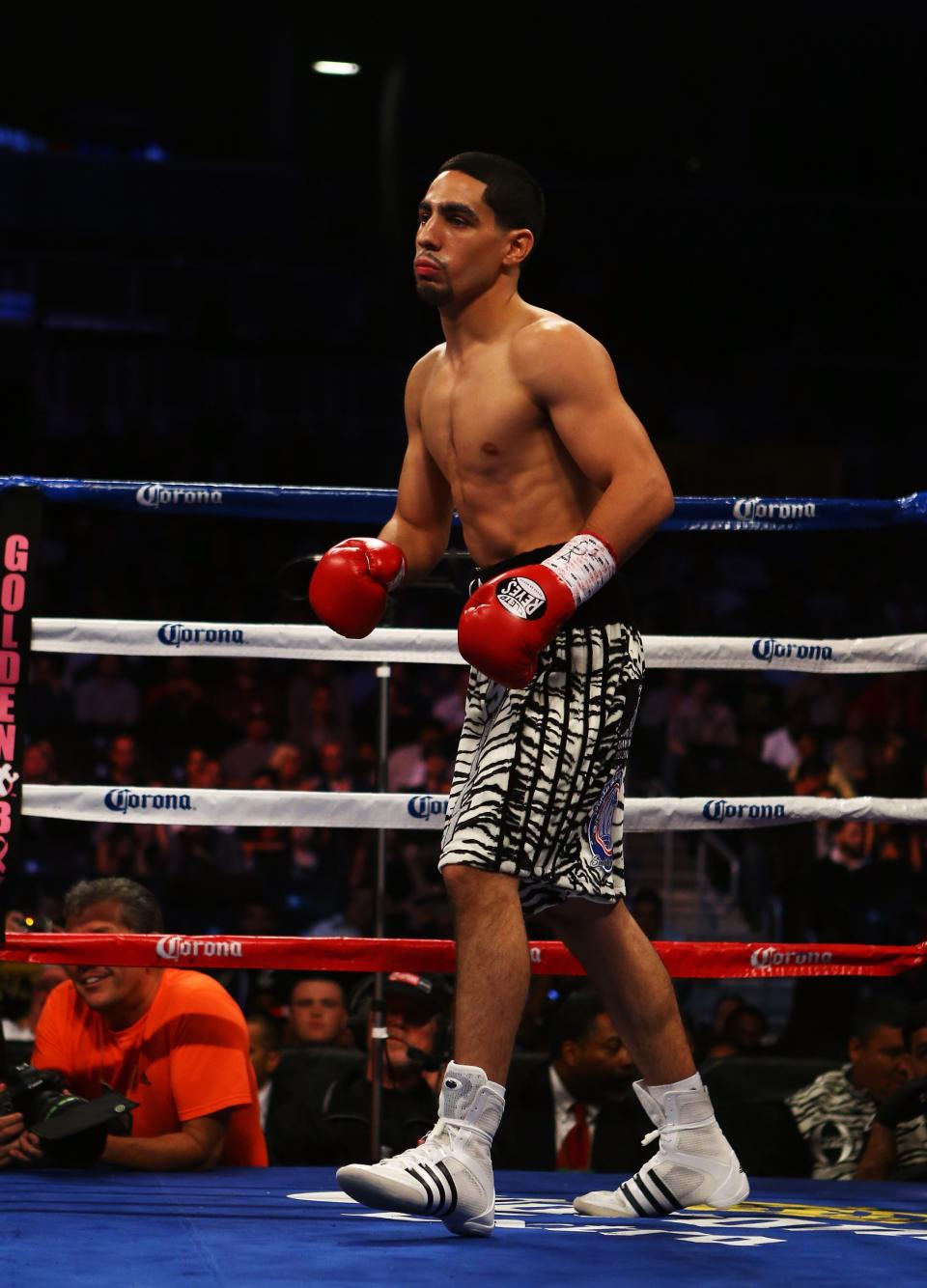 NEW YORK, NY - OCTOBER 20: Danny Garcia stands in the ring prior to his fight against Erik Morales before their WBC/WBA junior welterweight title at the Barclays Center on October 20, 2012 in the Brooklyn Borough of New York City. (Photo by Al Bello/Getty Images for Golden Boy Promotions)