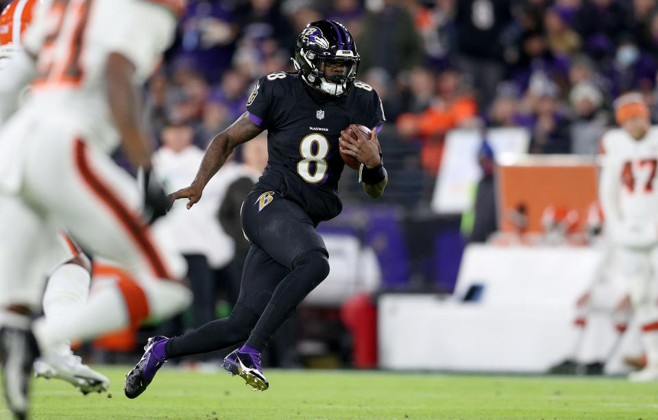 Lamar Jackson had an off night but the Ravens still got a big win over the Browns. (Photo by Patrick Smith/Getty Images)