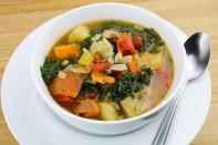 <p>Need a dish that’s delicious, healthy and nutritious? Try this sweet potato and kale soup. For a vegetarian version, replace the chicken broth with vegetable broth. And if you have extra sweet potatoes, here are <a href="https://www.thedailymeal.com/cook/how-to-bake-sweet-potatoes?referrer=yahoo&category=beauty_food&include_utm=1&utm_medium=referral&utm_source=yahoo&utm_campaign=feed" rel="nofollow noopener" target="_blank" data-ylk="slk:different ways to bake them.;elm:context_link;itc:0;sec:content-canvas" class="link ">different ways to bake them.</a></p> <p><a href="https://www.thedailymeal.com/recipes/sweet-potato-kale-soup?referrer=yahoo&category=beauty_food&include_utm=1&utm_medium=referral&utm_source=yahoo&utm_campaign=feed" rel="nofollow noopener" target="_blank" data-ylk="slk:For the Sweet Potato Kale Soup recipe, click here.;elm:context_link;itc:0;sec:content-canvas" class="link ">For the Sweet Potato Kale Soup recipe, click here.</a></p>