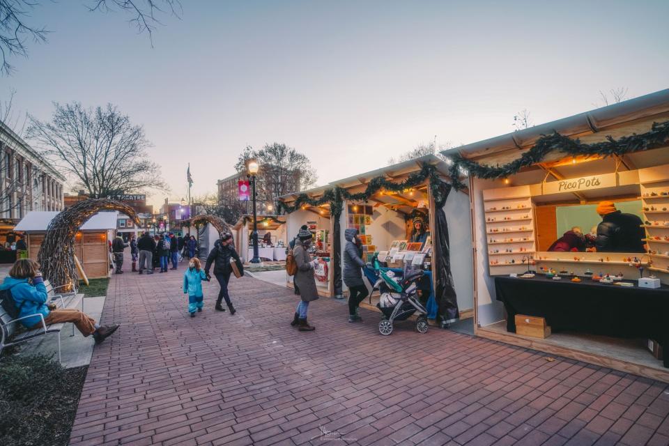 A scene from Burlington's outdoor Winter Market in 2021.