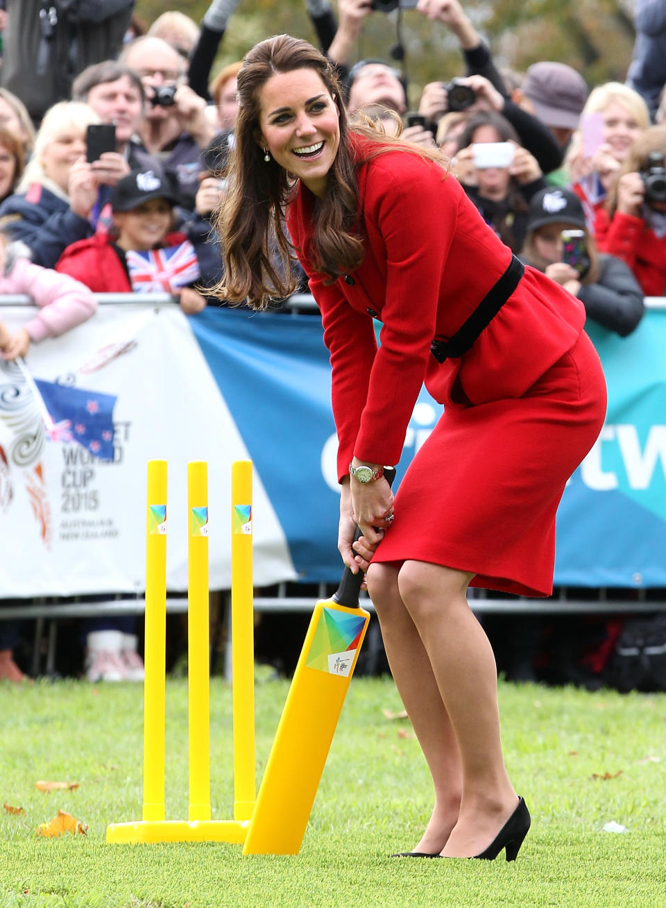 Practicing in peplum with a game of cricket, 2014