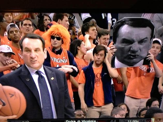 Duke coach Mike Krzyzewski apparently doesn't switch up the facial expressions from one game to the next