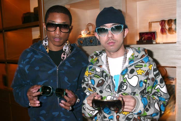 Pharrell and Nigo with "millionaire" sunglasses.