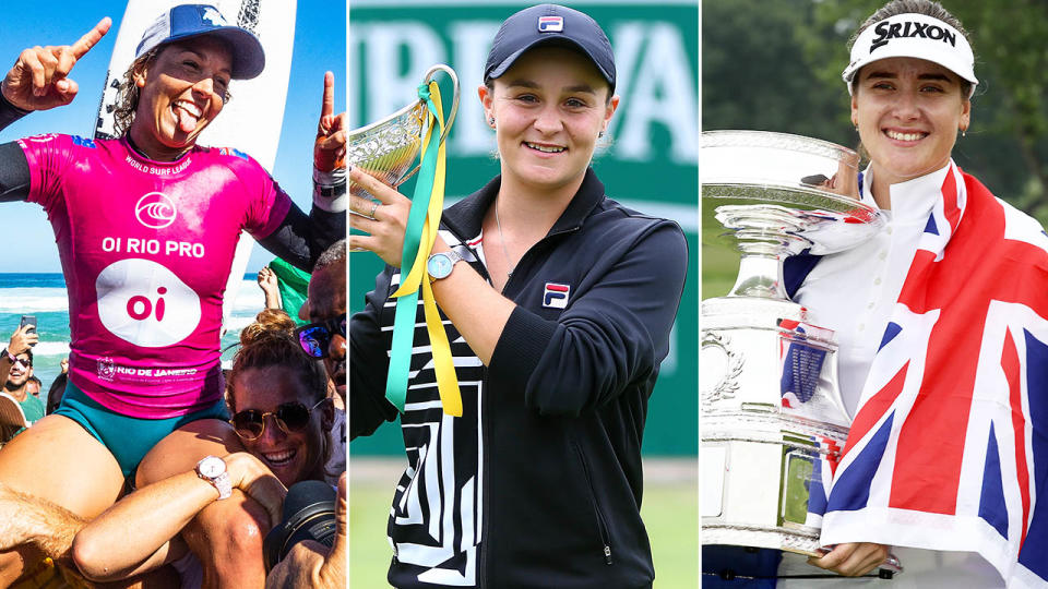 Sally Fitzgibbons, Ash Barty and Hannah Green. Image: Getty