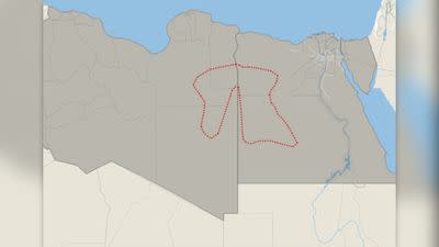 Map of the great sand desert in Libya.