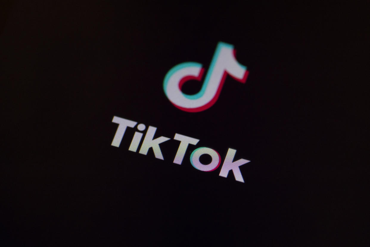 A TikTok logo is seen on a mobile device in Mountain View, California on November 2, 2019 as a photo illustration. Photo by Yichuan Cao/NurPhoto