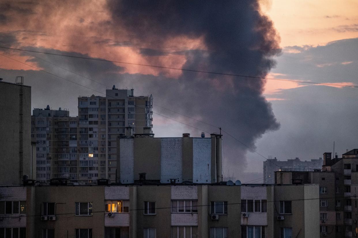 Smoke rises in the sky over Kyiv after a Russian missile strike (REUTERS)
