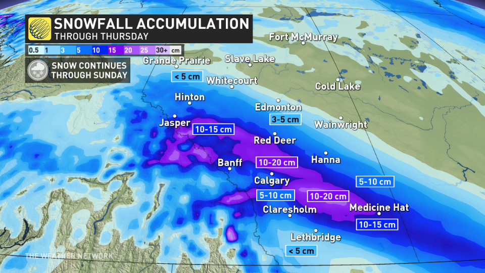 AB snowfall accumulation thurs