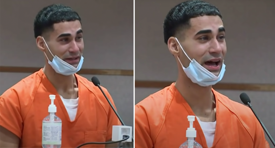 Rogel Aguilera-Mederos, 26, delivering a tearful apology in court. Source: 9News CBS