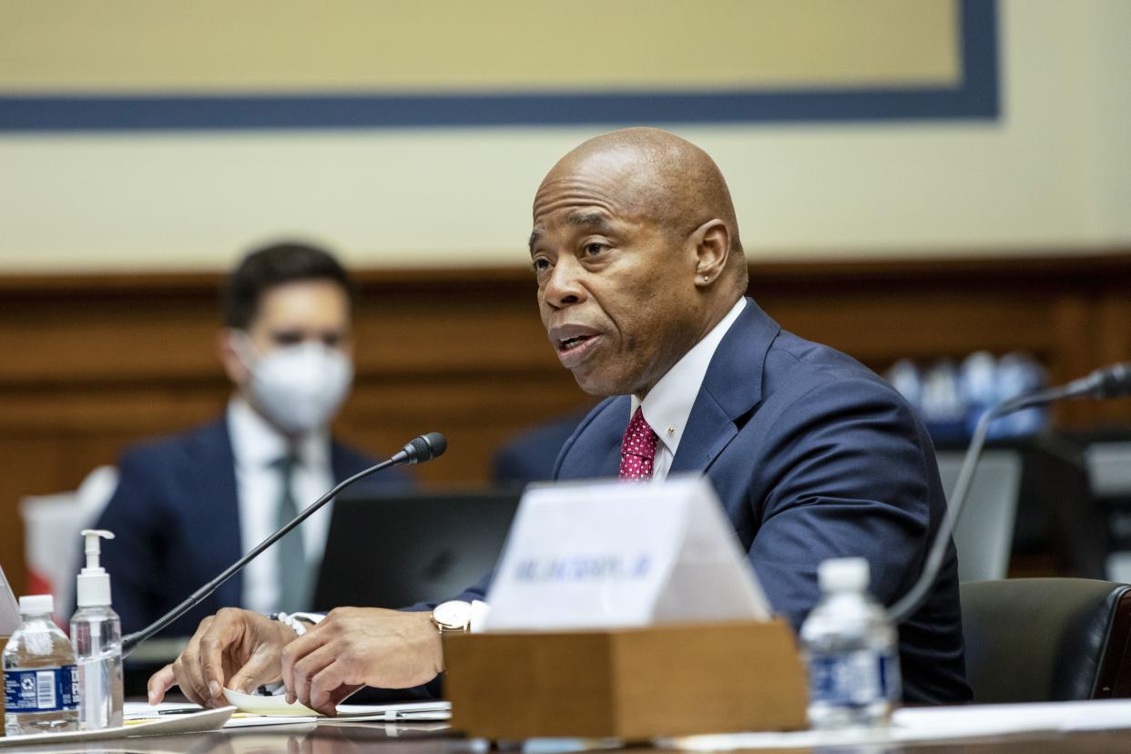New York City Mayor Eric Adams testifies during a House Committee on Oversight and Reform hearing on gun violence on Capitol Hill in Washington, D.C. on Wednesday, June 8, 2022. 
