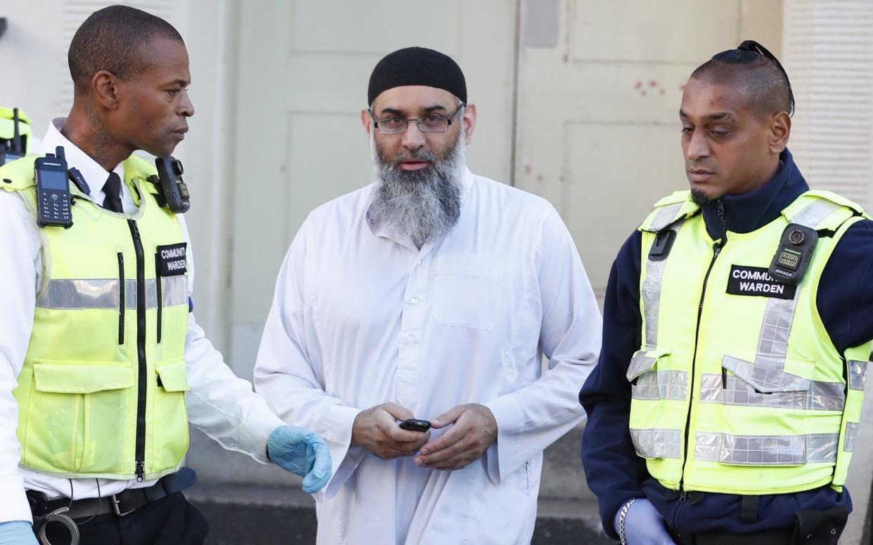 Anjem Choudary is seen at a probation hostel after being released form Belmarsh Prison in south-east London - London News Pictures Ltd