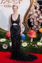 <p>We’re used to seeing the “Alice Through The Looking Glass” in flowing, ethereal looks, so we were pleasantly surprised when she stepped out in this glittery Cavalli gown with cutout detailing. <i>(Photo by Splash News)</i></p>