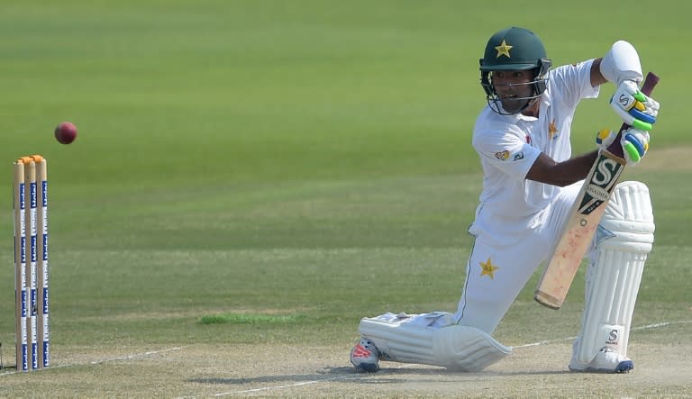 Pakistan's Asad Shafiq bats on the fourth day of the second Test against the West Indies in Abu Dhabi on October 24, 2016