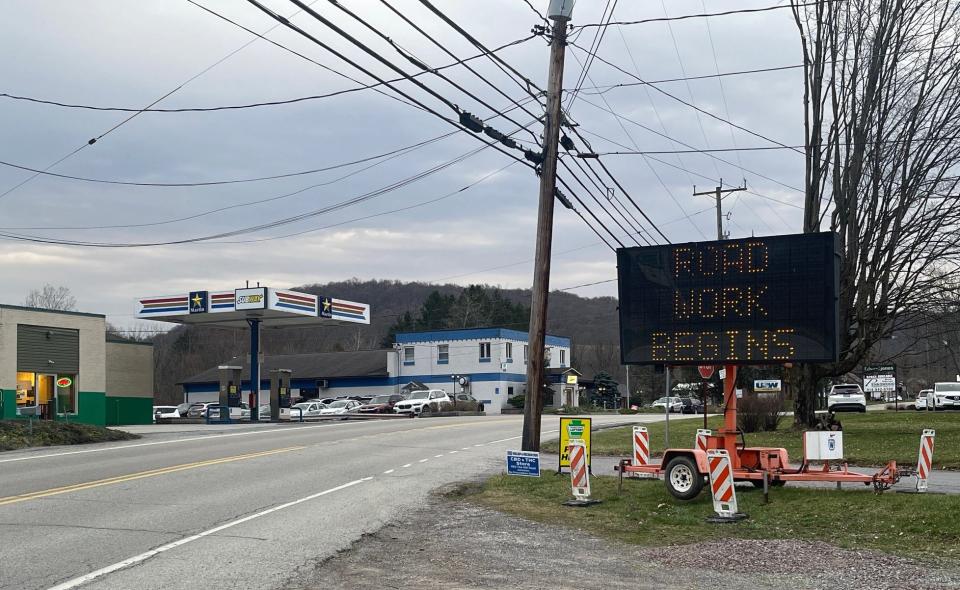 This digital sign in Tire Hill is alerting drivers about the road construction coming to the area, starting on Monday.