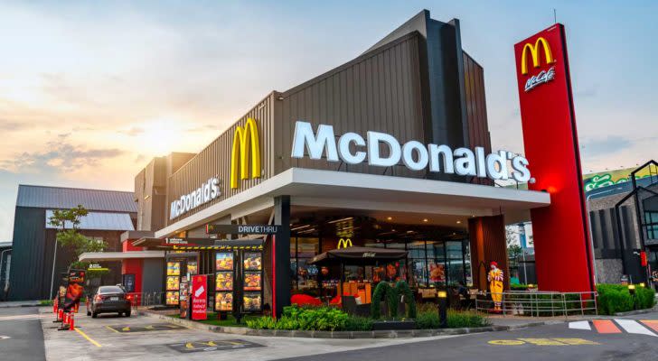 McDonald's (MCD) building with logo at sunset