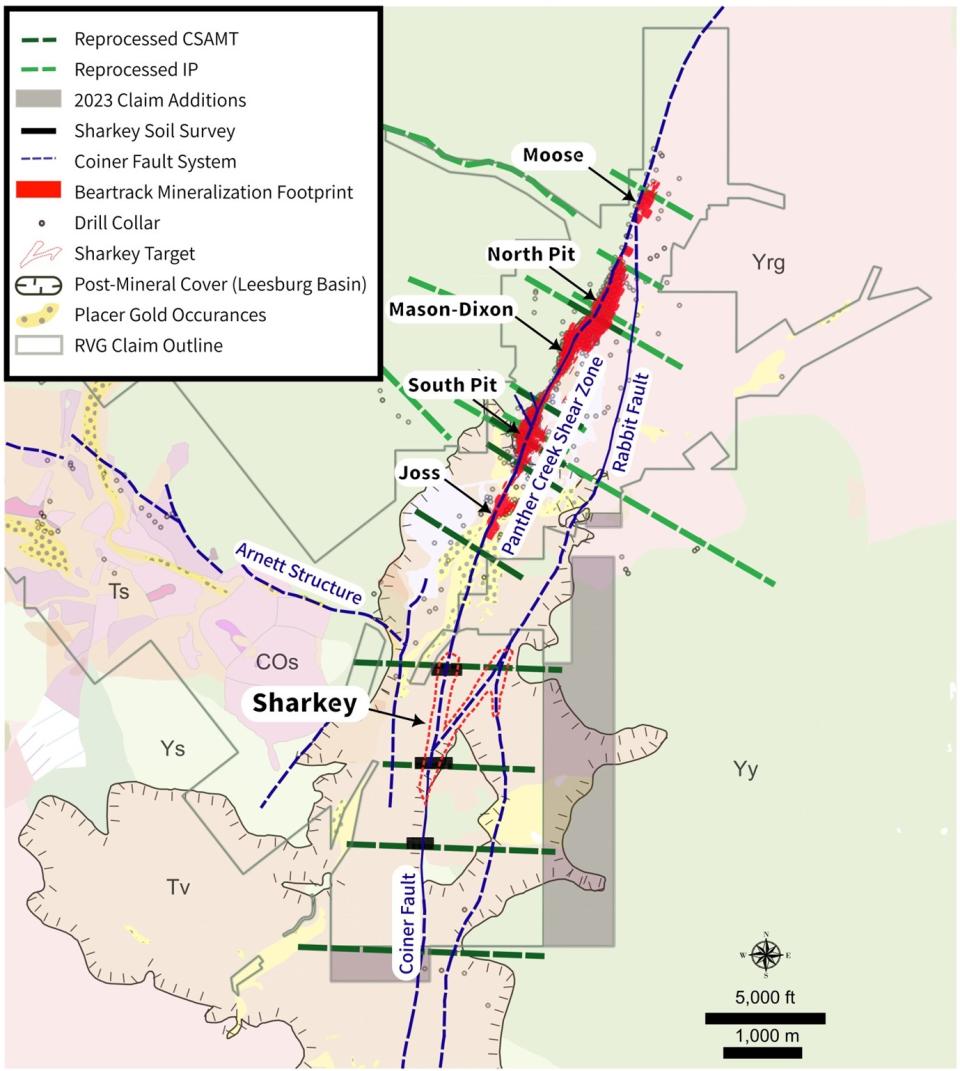 Panther Creek-Coiner Fault System Showing Claim Additions and the Sharkey Target