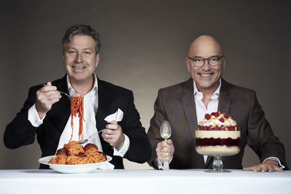 WARNING: Embargoed for publication until 00:00:01 on 15/03/2022 - Programme Name: Masterchef S18 - TX: n/a - Episode: Masterchef S18 - Iconic (No. Iconic) - Picture Shows: **STRICTLY EMBARGOED NOT FOR PUBLICATION UNTIL 00:01 HRS ON TUESDAY 15TH MARCH 2022** John Torode, Gregg Wallace - (C) Shine TV - Photographer: Production