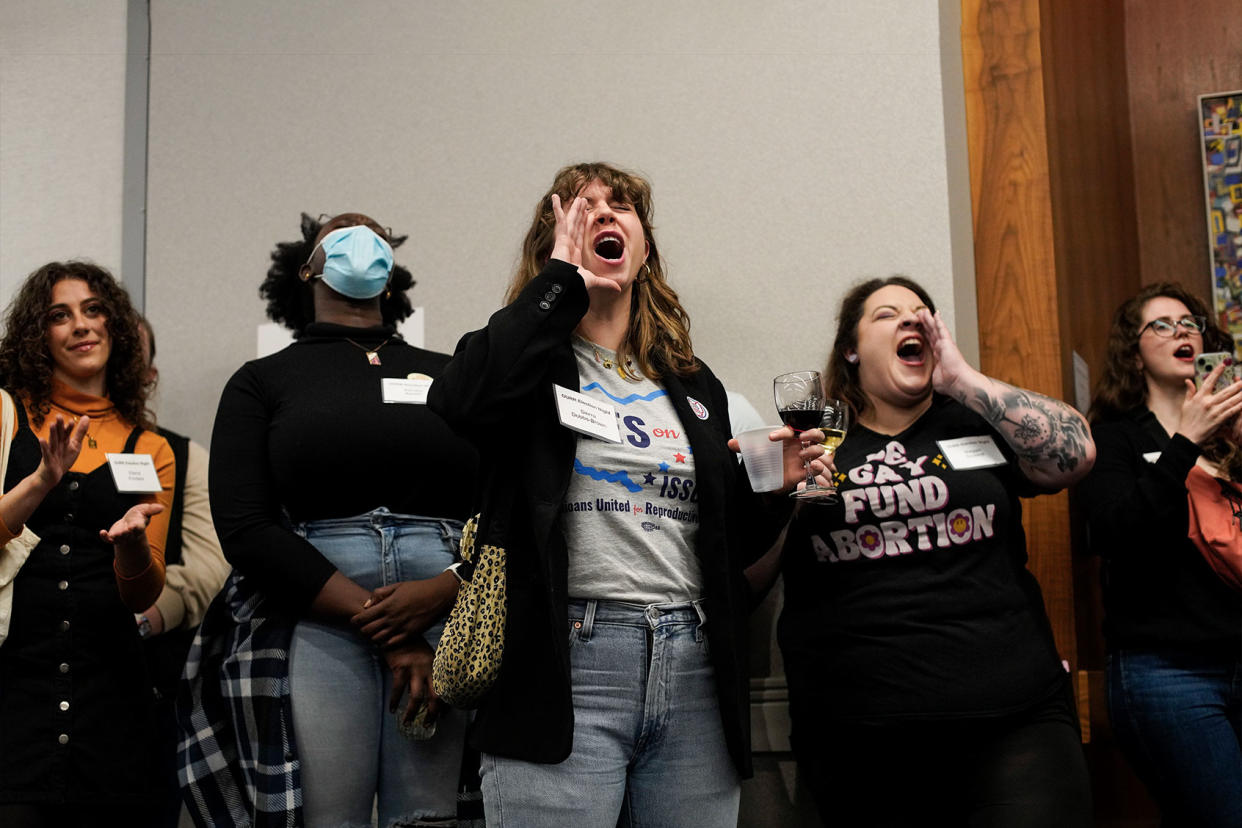 Supporters of Ohio Issue 1 cheer at a watch party Andrew Spear/Getty Images