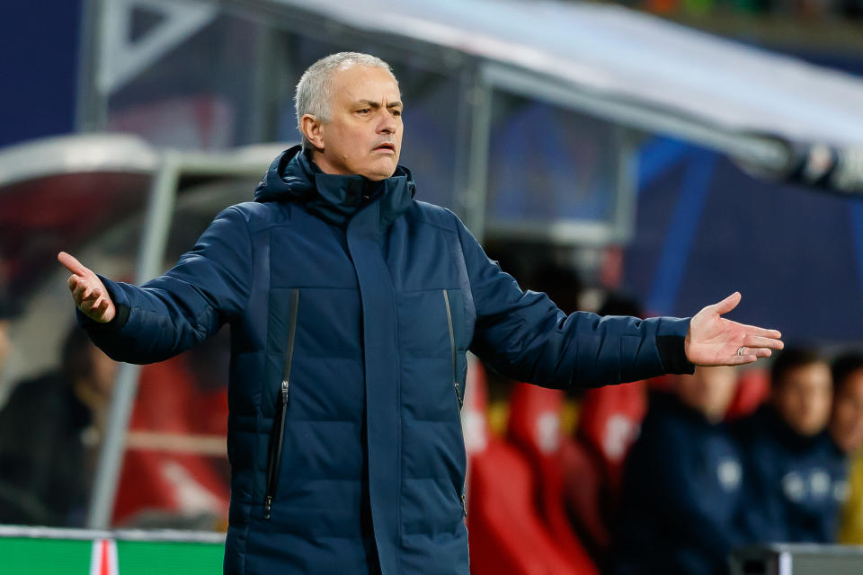 The bottom is falling out for Jose Mourinho and Tottenham, a fact laid bare in Tuesday's loss at RB Leipzig. (Photo by Roland Krivec/DeFodi Images via Getty Images)