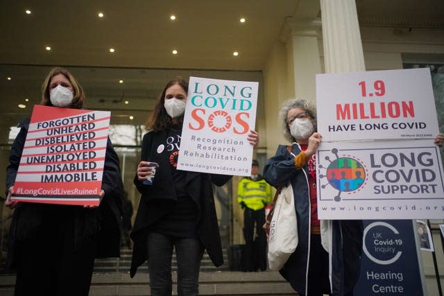 Protesters outside the UK Covid-19 Inquiry 