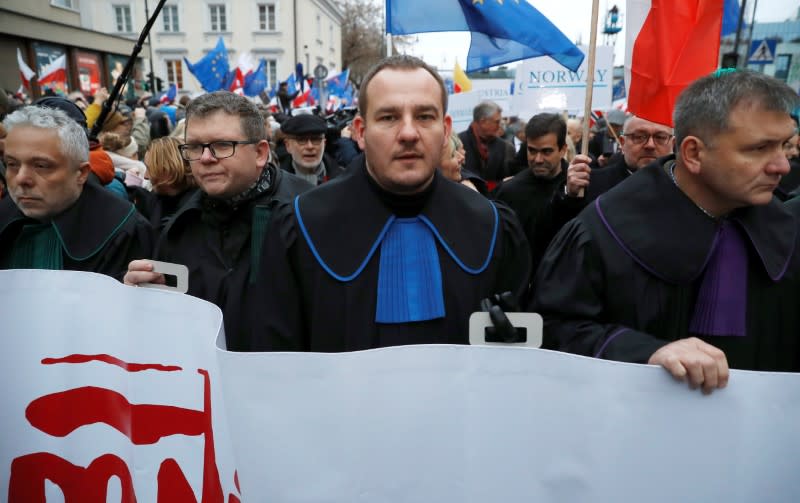 People protest against judiciary reform in Warsaw