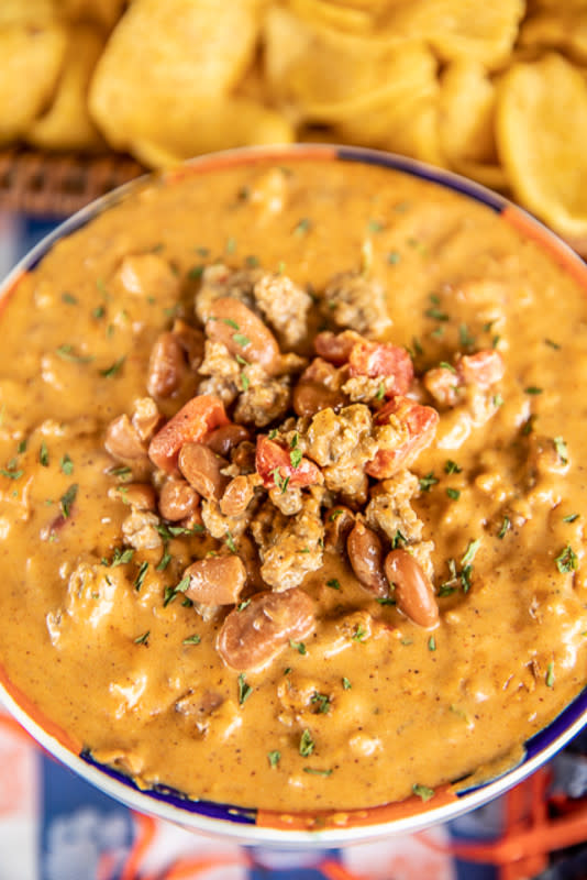 <p>Plain Chicken</p><p>This ultimate cheese dip puts all the others out there to shame.</p><p><strong>Get the recicpe: <a href="https://www.plainchicken.com/2019/09/the-ultimate-queso.html" rel="nofollow noopener" target="_blank" data-ylk="slk:The Ultimate Queso;elm:context_link;itc:0;sec:content-canvas" class="link ">The Ultimate Queso</a></strong></p>