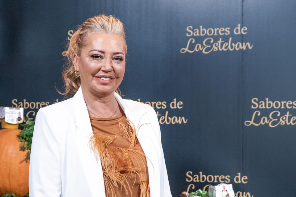 MADRID, SPAIN - OCTOBER 05: Spanish celebrity Belen Esteban poses at the presentation of 'Sabores De La Esteban' at Museo Chicote on October 05, 2021 in Madrid, Spain. (Photo by Aldara Zarraoa/Getty Images)