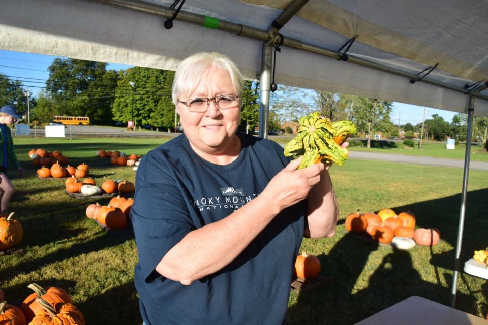 Connie Dagley puts her volunteer spirit to work at the Beaver Ridge United Methodist Church Pumpkin Patch in 2018.