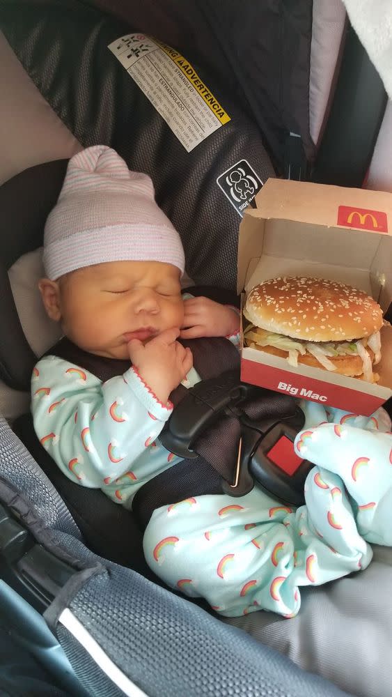 When Nickey Winkelman was expecting, she saw her baby's size being compared to kabocha squash and kale. But she wanted to know what size he was in terms of the food she craved: burgers!