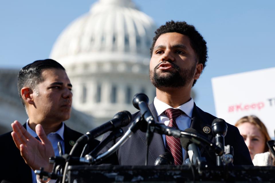 Rep. Maxwell Frost, D-Fla., speaks at a news conference on TikTok on March 12, 2024 in Washington, DC.