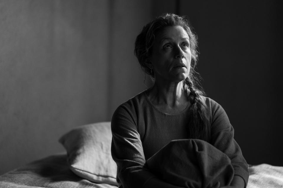 Frances McDormand plays the scheming, sleepwalking Lady Macbeth in "The Tragedy of Macbeth."