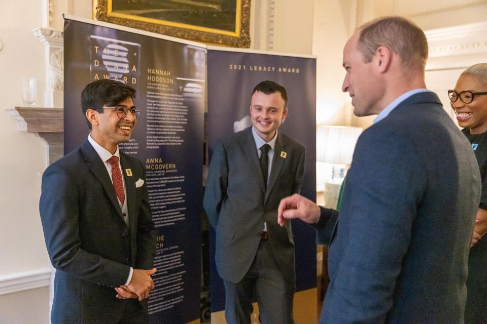 Prince William meeting Diana Award Legacy Award honorees at Kensington Palace