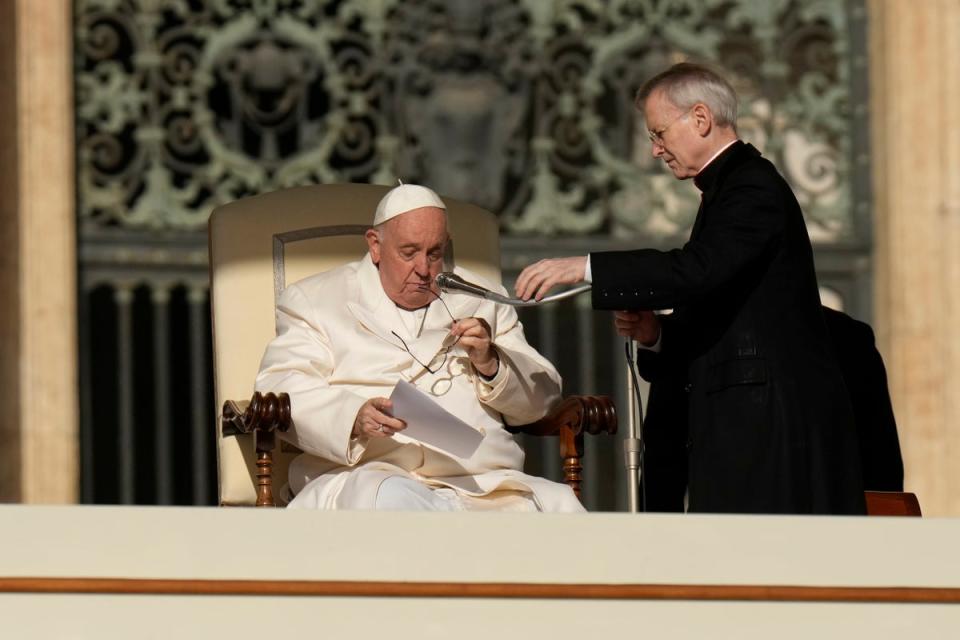 Pope Francis holds his weekly general audience in St. Peter's Square, at the Vatican, Wednesday, March 29, 2023 (Copyright 2023 The Associated Press. All rights reserved)