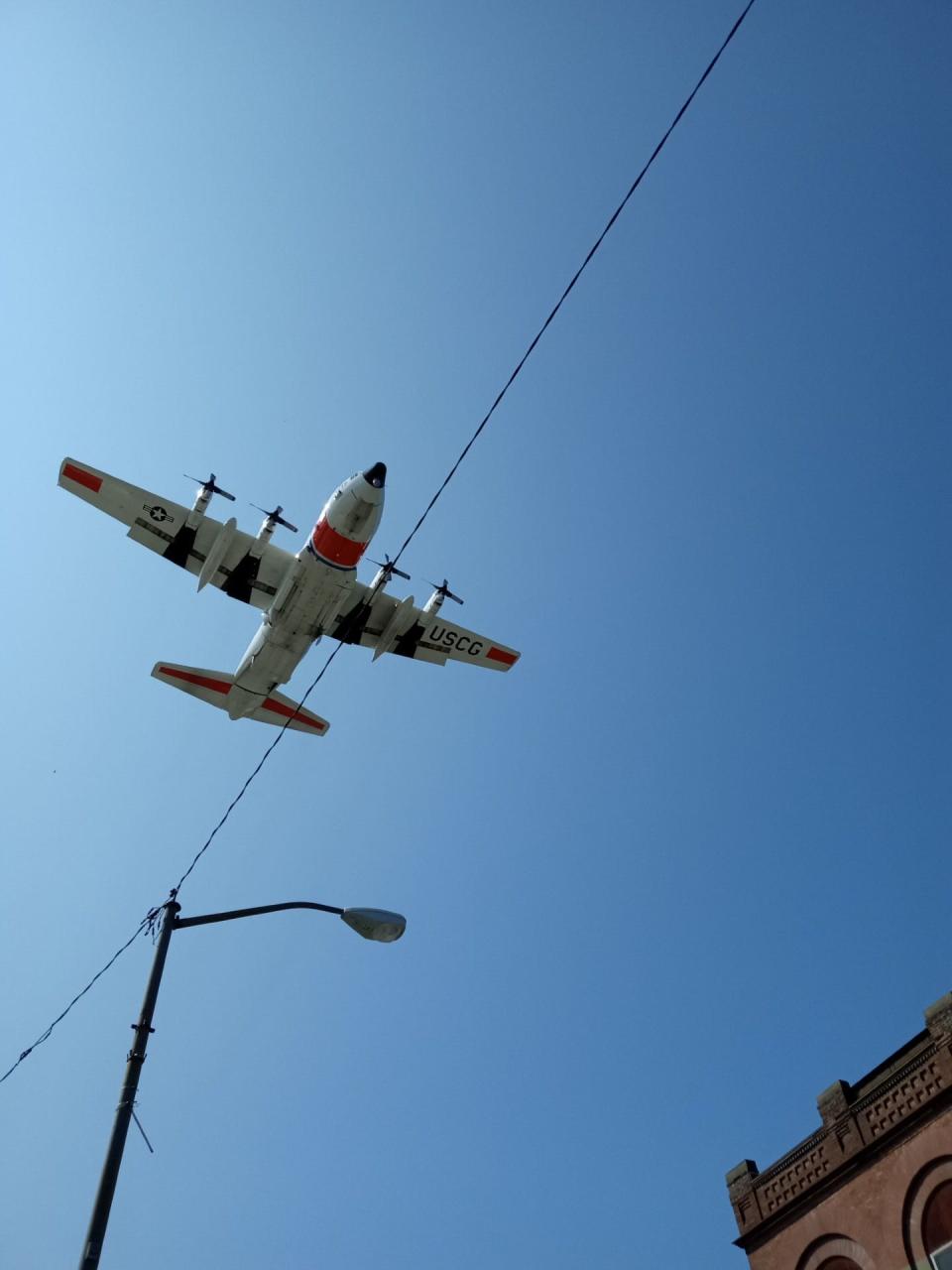 Lt. Commander Kyle Richter, U.S. Coast Guard and a Honesdale graduate, conducted a fly-over at the start of Honesdale's Memorial Day parade.